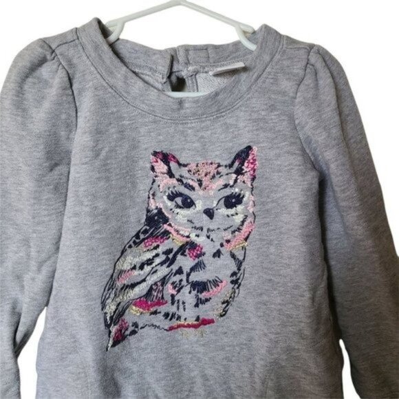 Gymboree‎ Tunic Sweatshirt size 5 Years Girls Gray Embroidered Owl Glitter - Picture 4 of 5